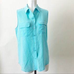 EQUIPMENT blue silk tank top